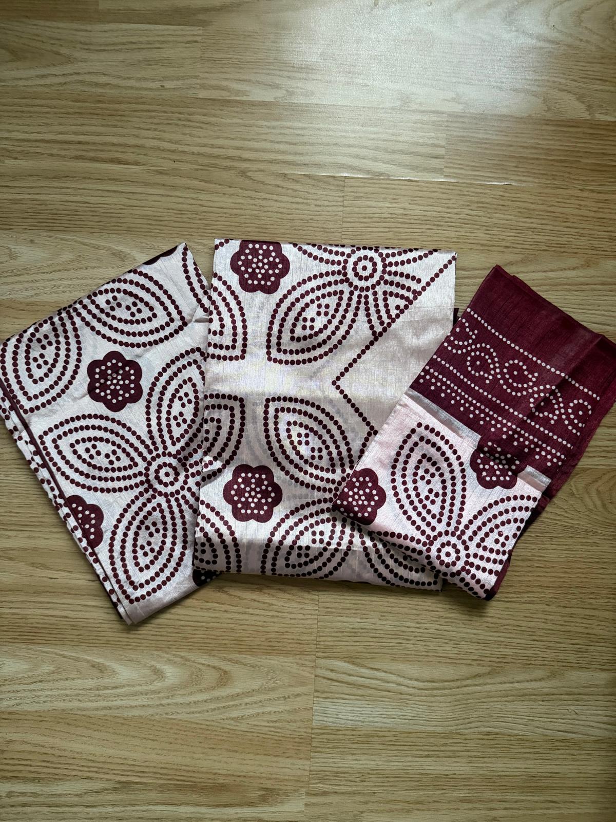White and Burgandy Shaash Set